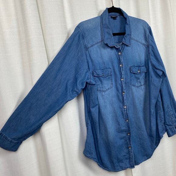 Torrid Denim Blue Button Up Shirt Sz.3 - Picture 10 of 16